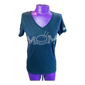 Lone Star Percussion Mom rhinestone black vneck preshrunk cotton tshirt S